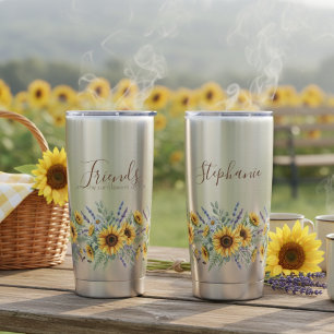 Zonnebloem Geel Bloemschilderwerk in Waterverf Geïsoleerde Drinkbeker