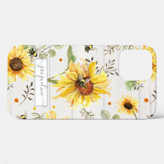 Zonnebloem Geel Bumble Bee Rustisch Script Case-Mate iPhone Case (Achterkant (horizontaal))