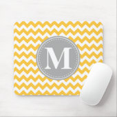 Zonnebloem Geel Chevron Pattern Gray Monogram Muismat (Met muis)