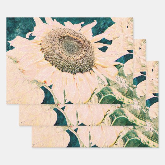 Zonnebloem  Geel Donkergroen ontkoppelen Inpakpapier Vel (Set)