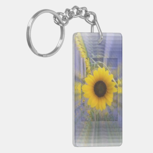 Zonnebloem Geel en Blauw Infinity Design Sleutelhanger (Voorkant Links)
