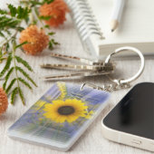 Zonnebloem Geel en Blauw Infinity Design Sleutelhanger (Voorkant Rechts)