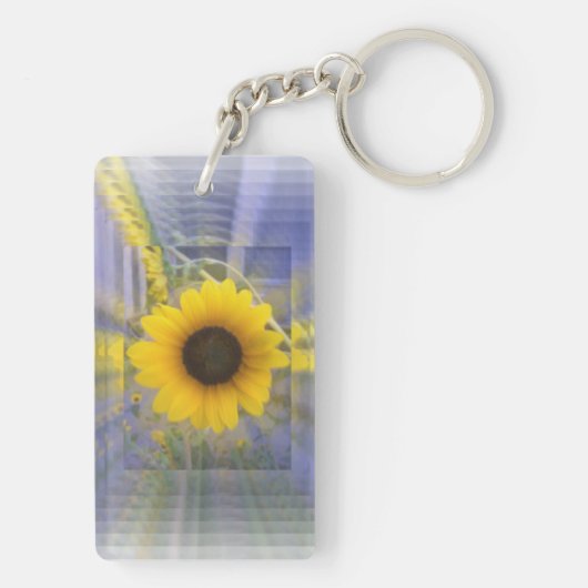 Zonnebloem Geel en Blauw Infinity Design Sleutelhanger (achterkant)