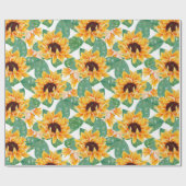 zonnebloem Geel en groen patroon Cadeaupapier (Vlak)