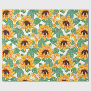 zonnebloem Geel en groen patroon Cadeaupapier