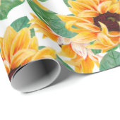 zonnebloem Geel en groen patroon Cadeaupapier (Rol Hoek)