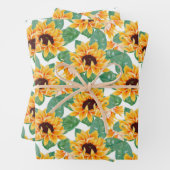 zonnebloem Geel en groen patroon Inpakpapier Vel (In situ)