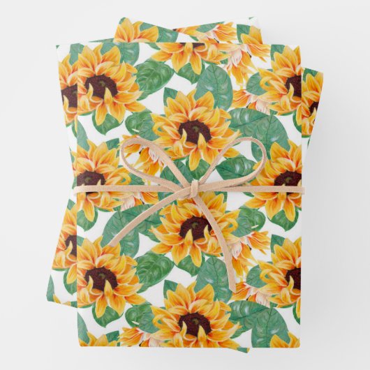  zonnebloem Geel en groen patroon Inpakpapier Vel (In situ)