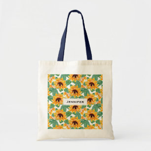  zonnebloem Geel en groen patroon Tote Bag