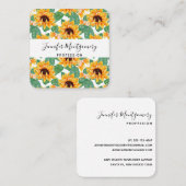  zonnebloem Geel en groen patroon Vierkante Visitekaartje (Voorkant / Achterkant)