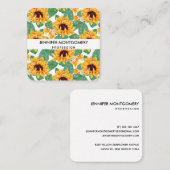  zonnebloem Geel en groen patroon Vierkante Visitekaartje (Voorkant / Achterkant)