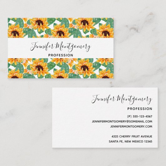  zonnebloem Geel en groen patroon Visitekaartje (Voorkant / Achterkant)