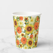 Zonnebloem Geel en Groene Bloemen Papieren Bekers (Achterkant)