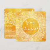 Zonnebloem Geel en Oranje Waterverf Kaart (Voorkant / Achterkant)