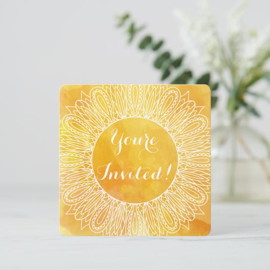 Zonnebloem Geel en Oranje Waterverf Kaart (Staand voorkant)