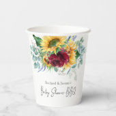 Zonnebloem Geel Floral Achterwerf BBQ Baby shower Papieren Bekers (Achterkant)