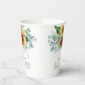 Zonnebloem Geel Floral Achterwerf BBQ Baby shower Papieren Bekers (Links)