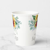 Zonnebloem Geel Floral Achterwerf BBQ Baby shower Papieren Bekers (Rechts)