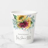 Zonnebloem Geel Floral Achterwerf BBQ Baby shower Papieren Bekers (Voorkant)