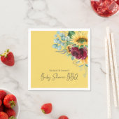 Zonnebloem Geel Floral Achterwerf BBQ Baby shower Servet (Insitu)