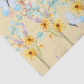 Zonnebloem Geel Floral Blauwe Vlinder Ontschrootho Tissuepapier (Detail)