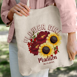 Zonnebloem Geel Floral Cute Flowergirl Weddenschap Tote Bag