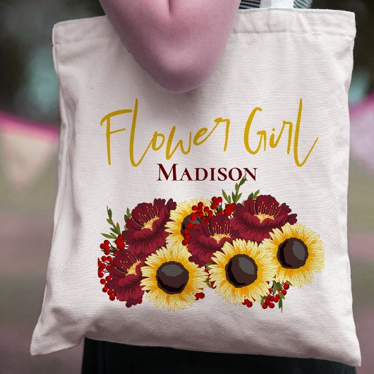 Zonnebloem Geel Floral Cute Flowergirl Weddenschap Tote Bag