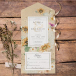 Zonnebloem Geel Geen Dinner All In One Uitnodiging<br><div class="desc">BESCHIKBAAR MET OF ZONDER EEN QR-CODE OF MET OF ZONDER DINER SELECTION OPTIONS. Dit ontwerp is voorzien van een prachtig lijst van zachte waterverf zonnebloemen en andere zomerbloemen op een zachte, geel gekleurde achtergrond. Het is romantisch met een aanraking van vintage. Creëer door Simply Farmhouse Press, maakt het deel uit...</div>