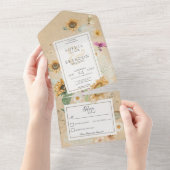 Zonnebloem Geel Geen Dinner All In One Uitnodiging (Afscheurbaar)