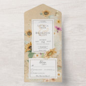 Zonnebloem Geel Geen Dinner All In One Uitnodiging (Binnen)