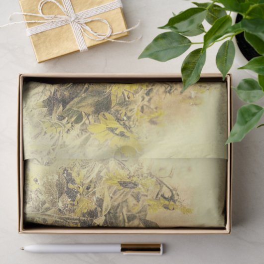  zonnebloem Geel gekleurd vignet Tissuepapier (Geschenk)