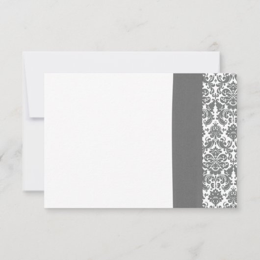 Zonnebloem Geel Grijs Damast Bruiloft RSVP Antwoor (Achterkant)