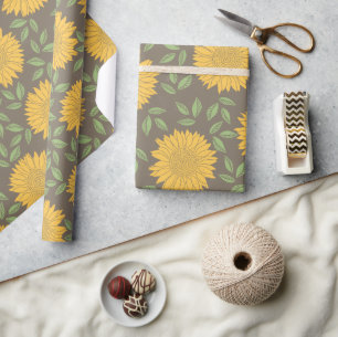 Zonnebloem Geel groen bloemenpatroon Cadeaupapier