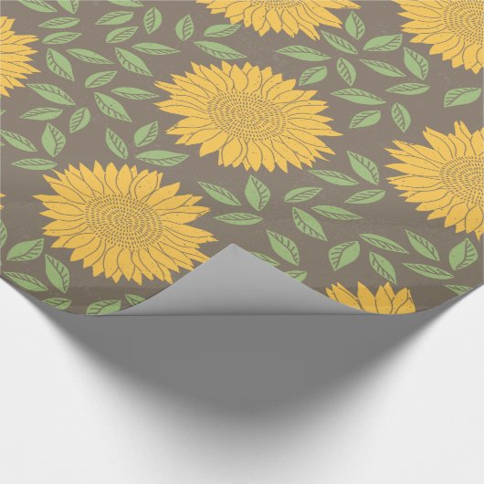 Zonnebloem Geel groen bloemenpatroon Cadeaupapier (Hoek)