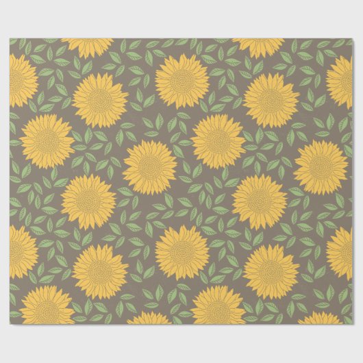 Zonnebloem Geel groen bloemenpatroon Cadeaupapier (Vlak)