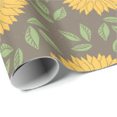 Zonnebloem Geel groen bloemenpatroon Cadeaupapier (Rol Hoek)