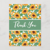 zonnebloem Geel & Groen Dank u Briefkaart (Voorkant)