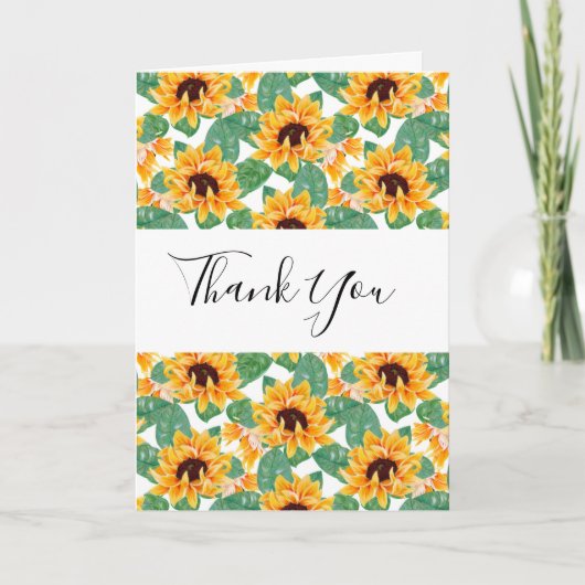  zonnebloem Geel & Groen Dank u Kaart (Voorkant)