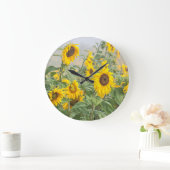 Zonnebloem Geel Groene Mooie Floral Grote Klok (Huis)