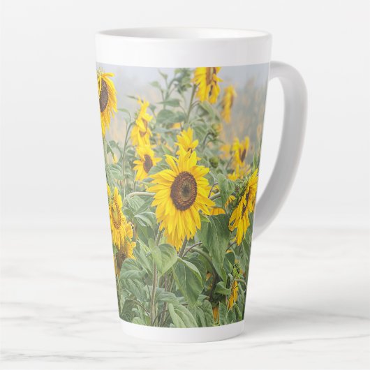 Zonnebloem Geel Groene Mooie Floral Latte Mok (Rechterhoek)