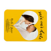 Zonnebloem Geel Hart Foto Bruiloft Save the Date Magneet (Horizontaal)