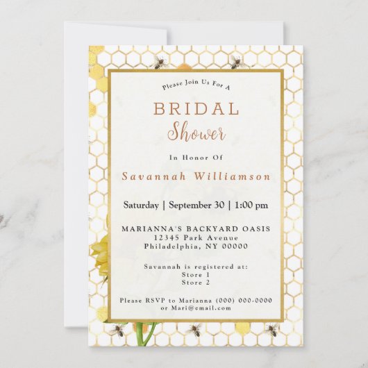 Zonnebloem Geel Honingraat Bijen Goud Vrijgezellen Kaart (Voorkant)