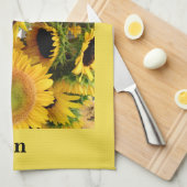 Zonnebloem Geel JOUW NAAM PHRASE Gift Theedoek (Quarter Fold)