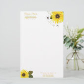 Zonnebloem Geel Land Floral Briefpapier (Staand voorkant)