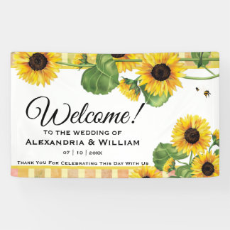 Zonnebloem Geel Land Floral | Welkom bruiloft Spandoek