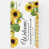 Zonnebloem Geel Land Floral | Welkom bruiloft Spandoek (Verticaal)