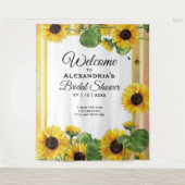 Zonnebloem Geel Land Floral | Welkom bruiloft Wandkleed (Voorkant)