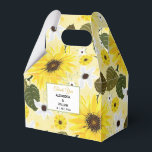 Zonnebloem Geel Land Florence Garden | Weddenschap Bedankdoosjes<br><div class="desc">Zonnebloemen met witte bloemen en bladeren.</div>