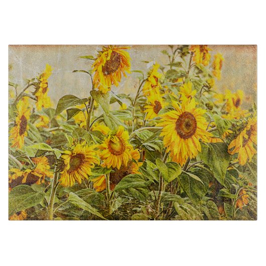 Zonnebloem  Geel Land Rustisch Snijplank (Voorkant)