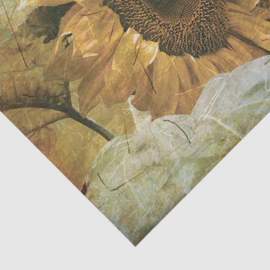 Zonnebloem Geel  Land Textuur Floral Tissuepapier (Detail)